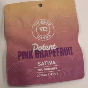 Thunder Canna-Potent Pink Grapefruit- 4ct 200mg Gummies Sativa